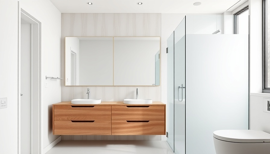 Contemporary bathroom with clear and frosted glass shower doors.
