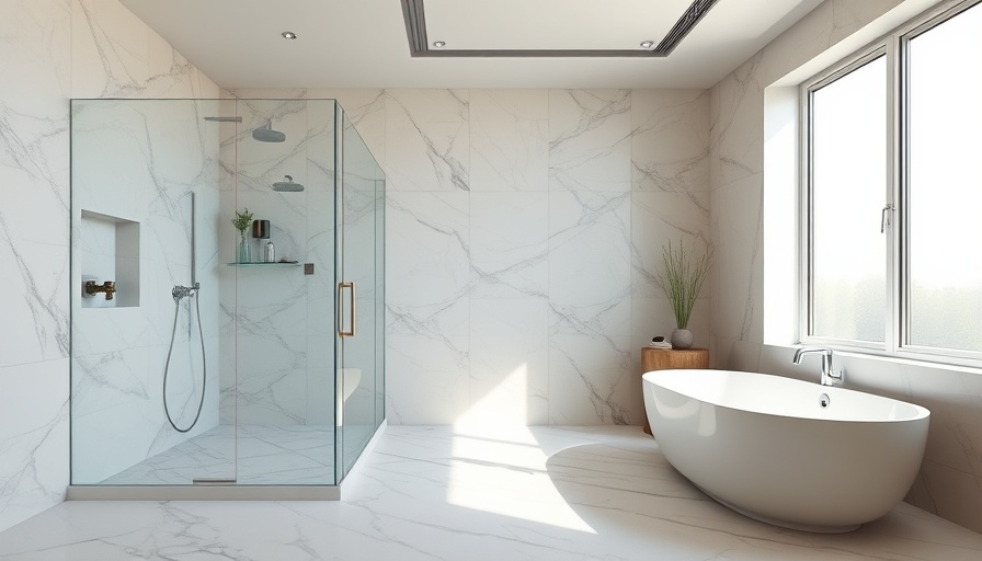 Modern luxury bathroom for choosing shower material in remodel.