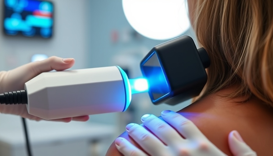 Close-up of Class IV Laser Therapy on shoulder, modern treatment comparison.