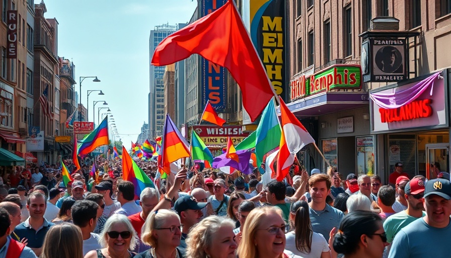 Colorful street festival in Memphis with festive crowd.
