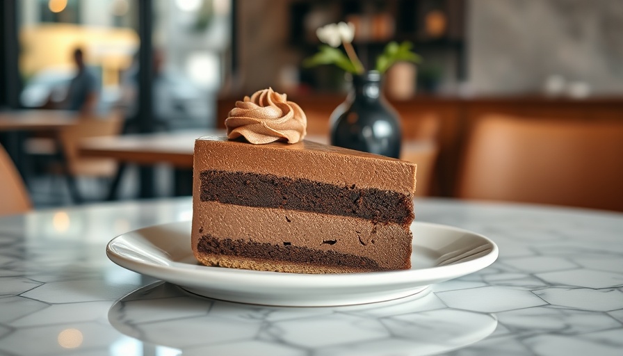 Slice of chocolate mousse cake at Overton Square coffee shop