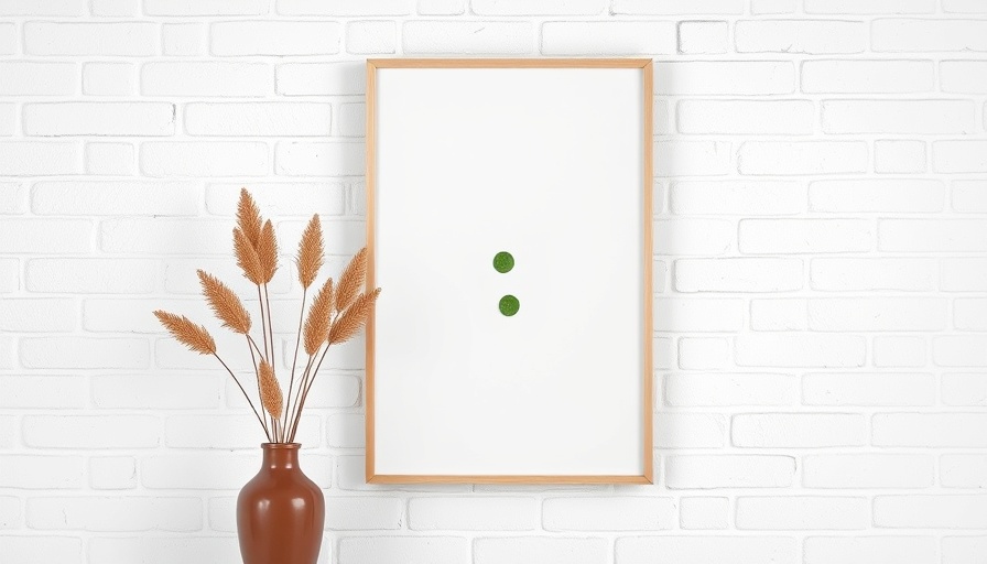 Framed botanical art on white brick wall, creative gardening trends.