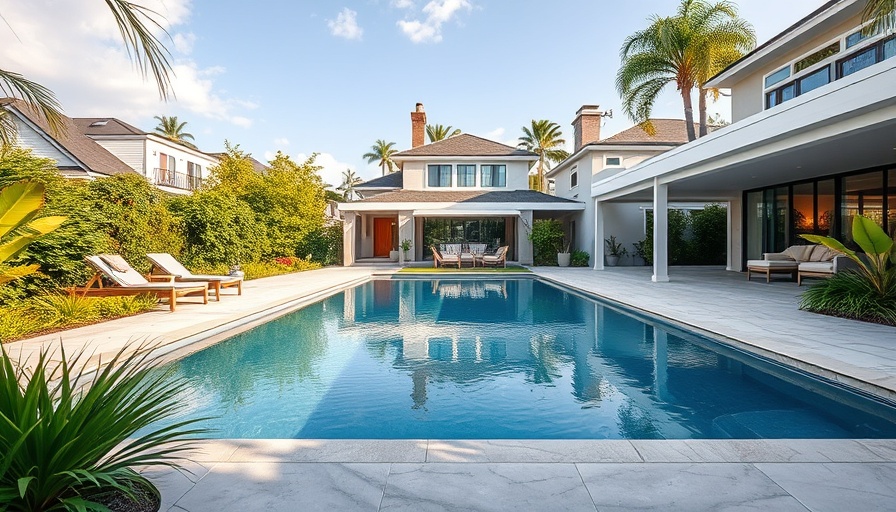 Modern backyard pool area showcases 2025 pool trends for spring/summer.