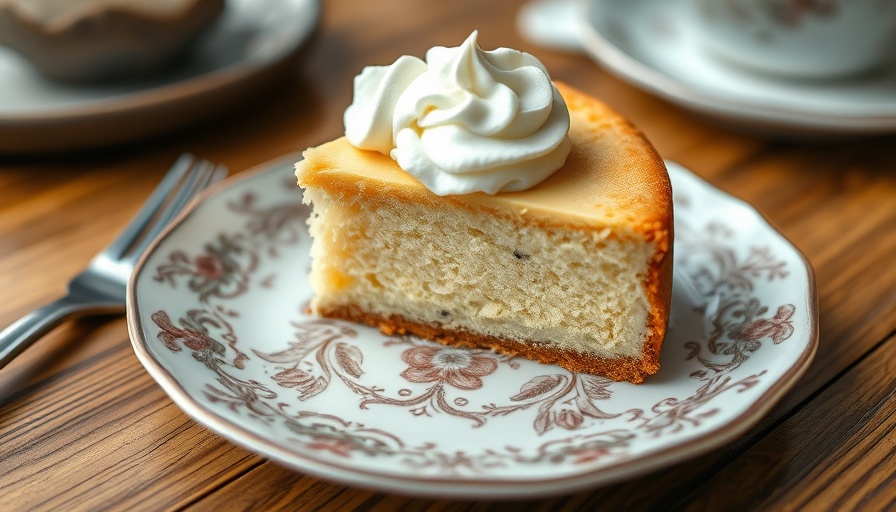 Slice of cake with whipped cream on ceramic plate in home setting.