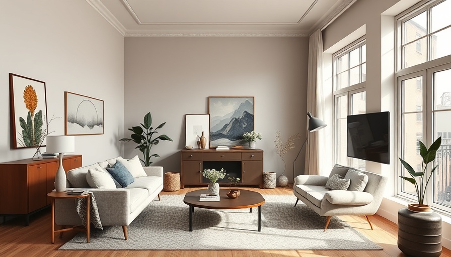 Scandinavian design in a Brooklyn brownstone living room, modern decor.