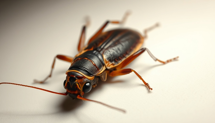 Close-up of dead cockroach illustrating boric acid pest control safety.