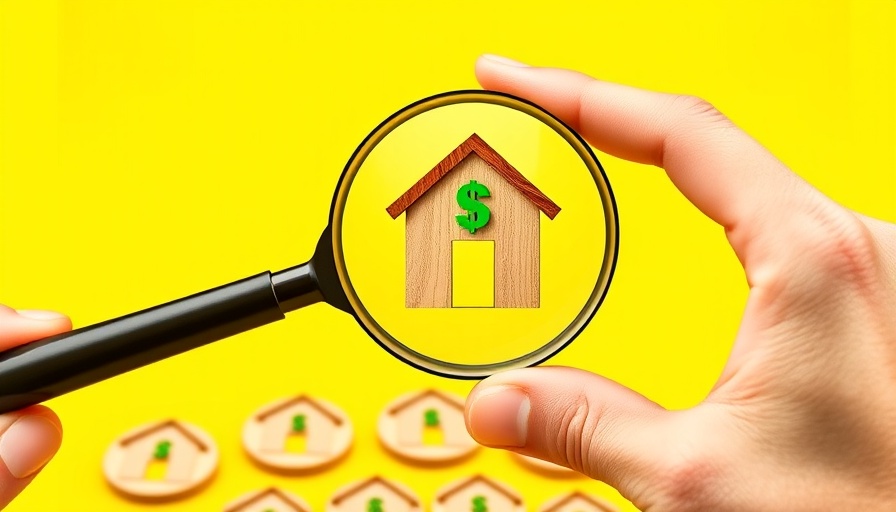 Home Price Index concept with magnifying glass over house icon.