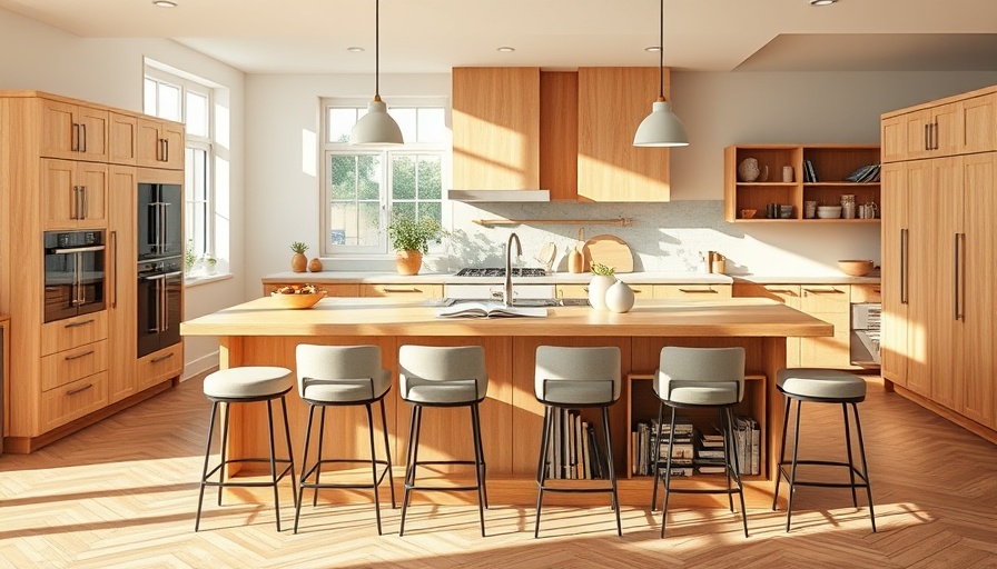 Build a kitchen island with seating featuring wooden countertop.