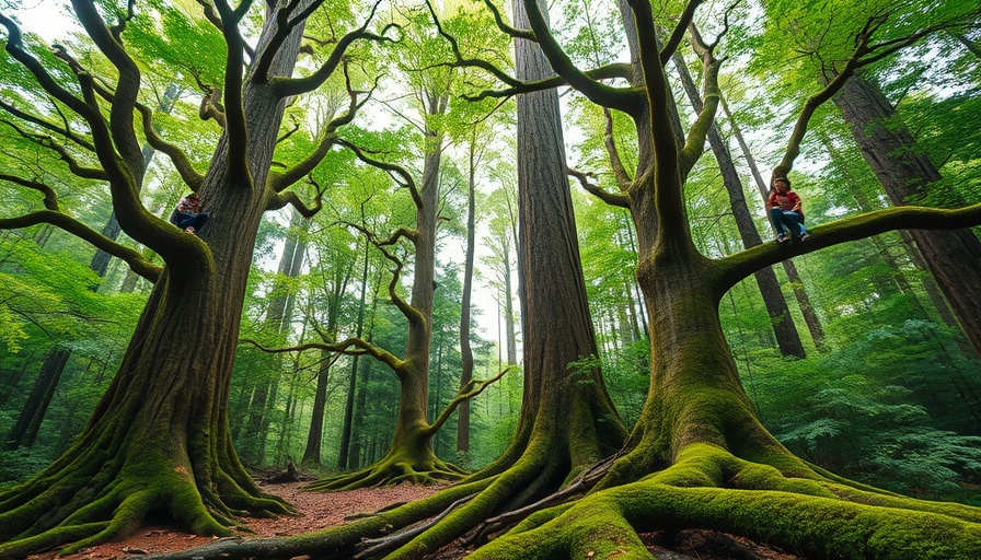 Exploring forest with people climbing trees; revoking the roadless rule.