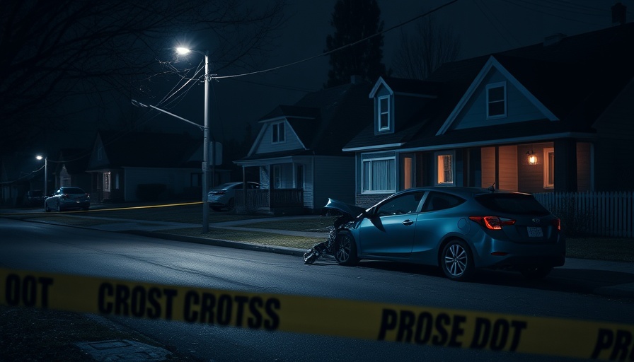 Car involved in Arlington incident with police tape at night.