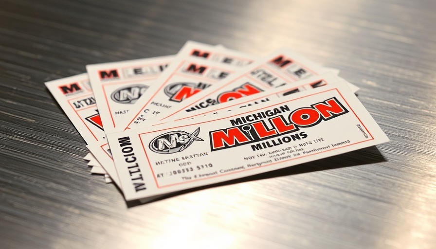 Close-up of Michigan lottery tickets on metal surface