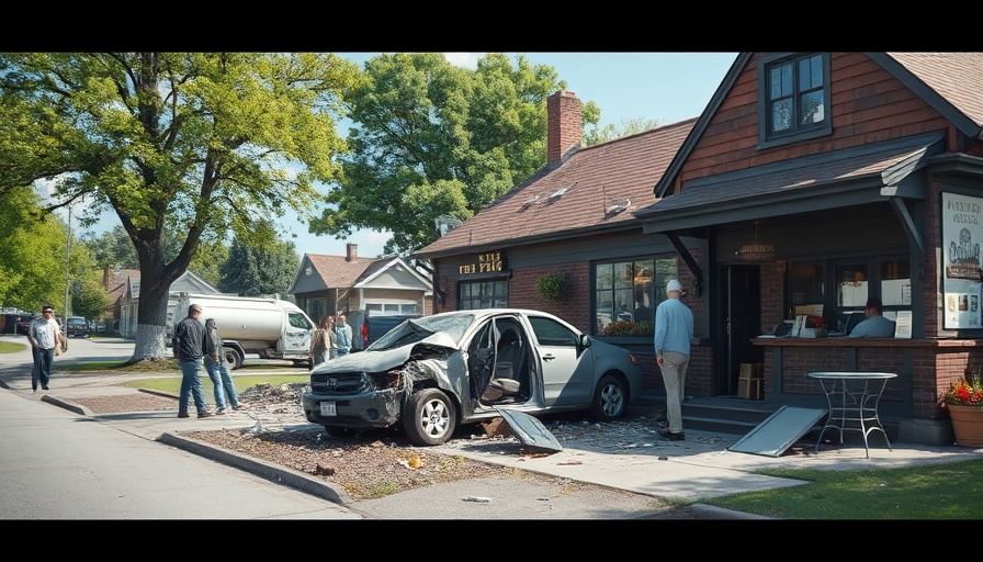 Celtic Crossing vehicle crash aftermath with damaged pub