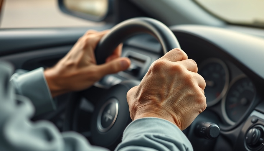 Elderly hands driving a car, pondering driving age limits.