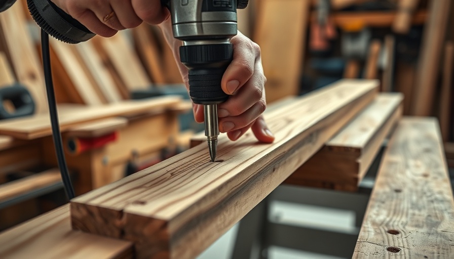 Guide to drill bits and materials: hands drilling wooden plank in workshop.