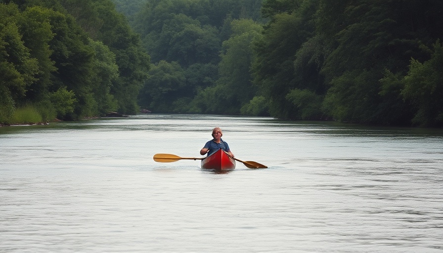 Outdoor wellness and fishing benefits shown by people canoeing in serene forest river.