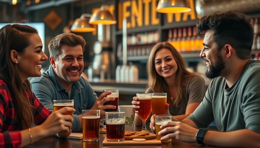 Clark Ortkiese Crosstown Brewing group enjoying drinks and snacks