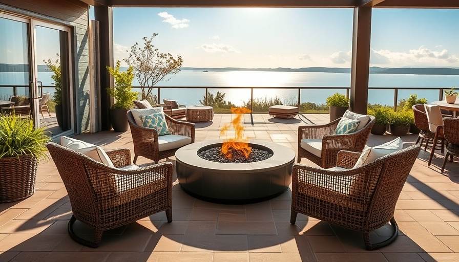 Modern outdoor seating with fire pit, showcasing outdoor fire pit benefits.