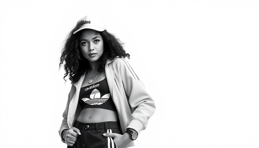Glorilla Adidas Checkers ads featuring stylish woman in Adidas outfit.