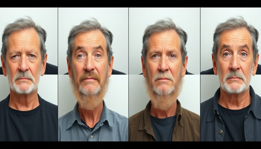 Neutral expression mugshot-style collage of a middle-aged man.
