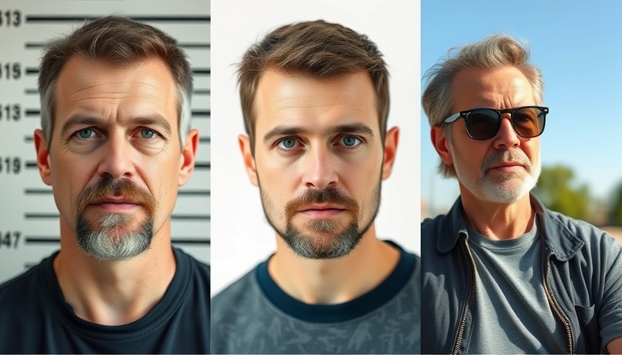 Man with three different expressions, Austin Drummond gang ties context.