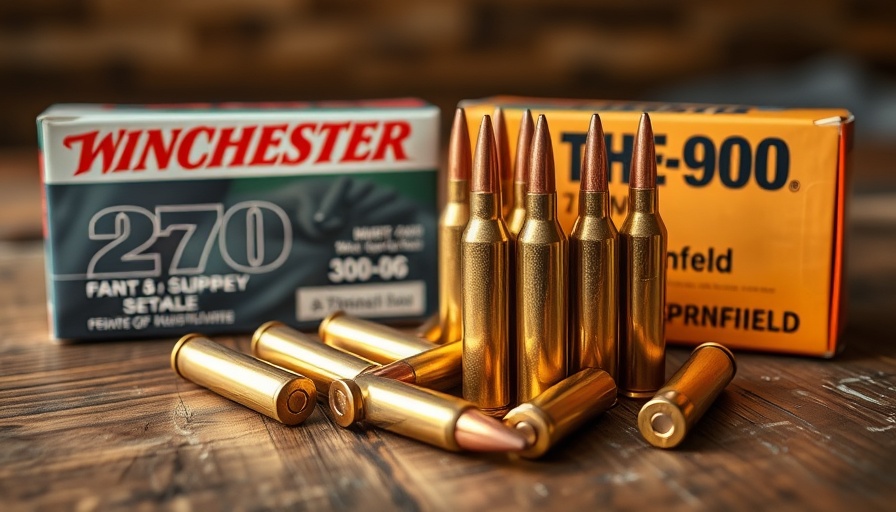 .270 Winchester vs .30-06 Springfield ammunition display on wood.