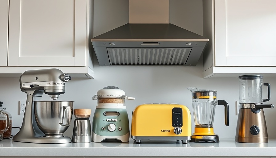 Small kitchen appliances in a modern kitchen setting for storage ideas.