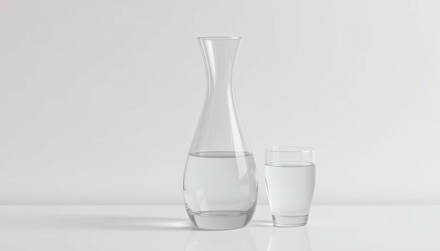 Minimalist bedside water carafe set on a plain background.