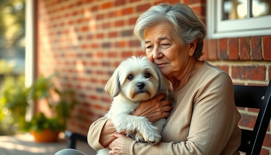 Elderly woman holding dog on porch, Memphis fraternity helps woman pay utility bills
