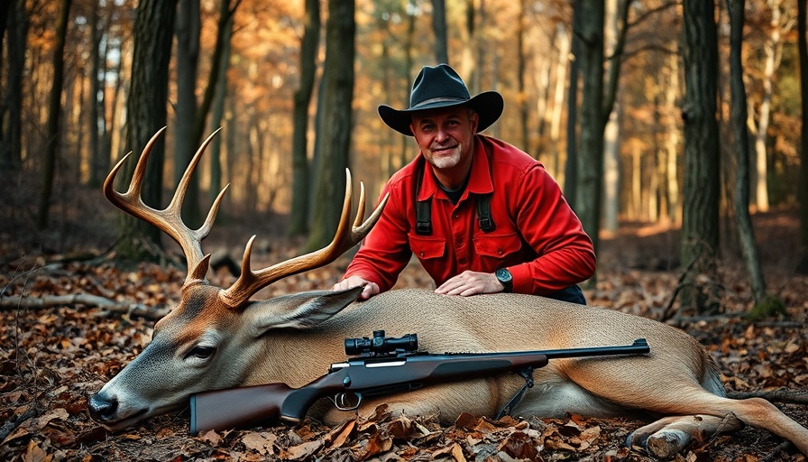 Hunter with deer in forest exemplifying choosing the right cartridge for deer hunting.