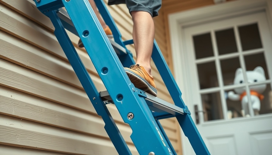 Ladder safety on stairs at home.