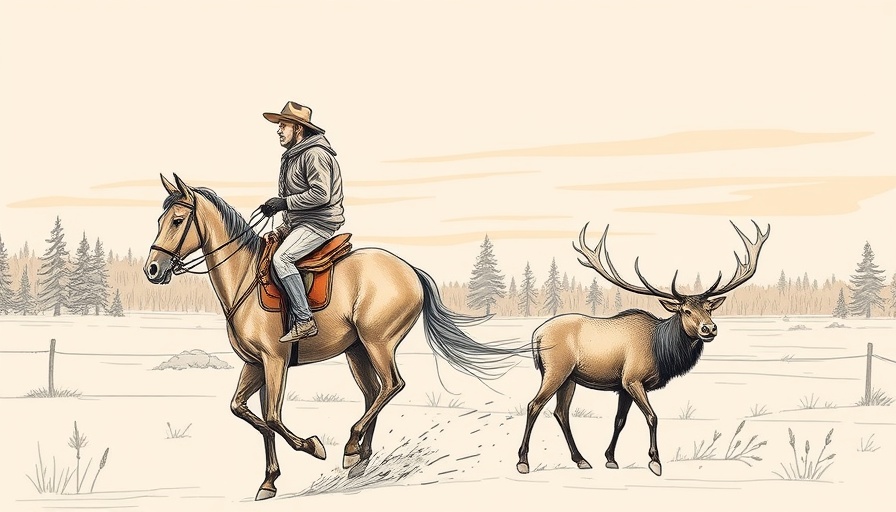 Sketch illustrating benefits of elk hunting for wellness