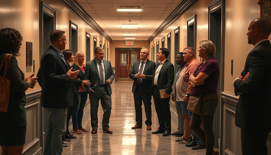 Group in hallway engaged in conversation, justice for Young Dolph.
