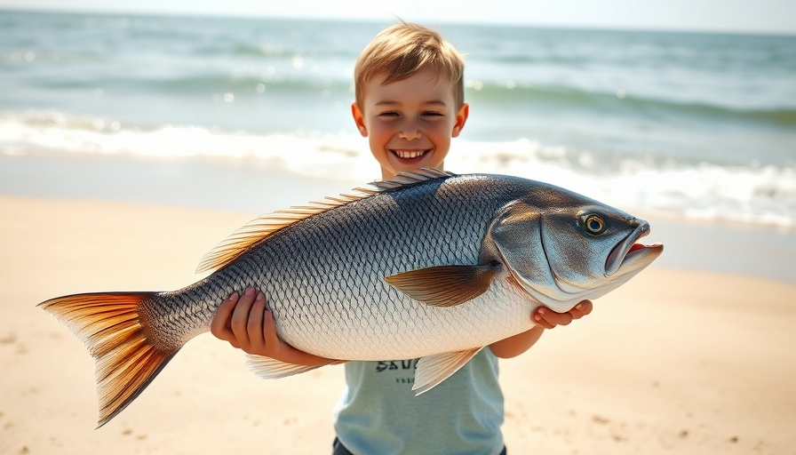 California teen with world record sea bass on beach.