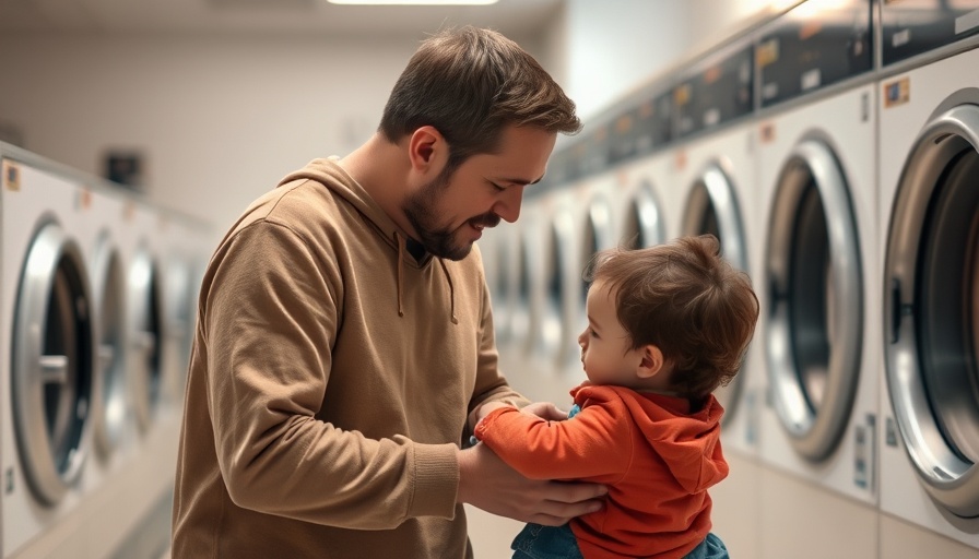 Bystanders in laundromat helping a child.