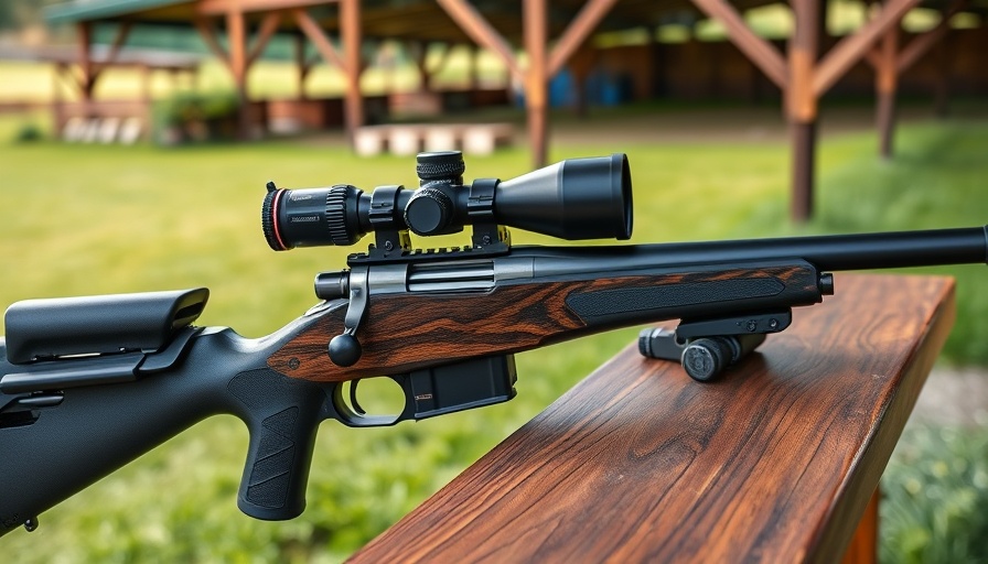 Budget-friendly rifle scope mounted on rifle at shooting bench.