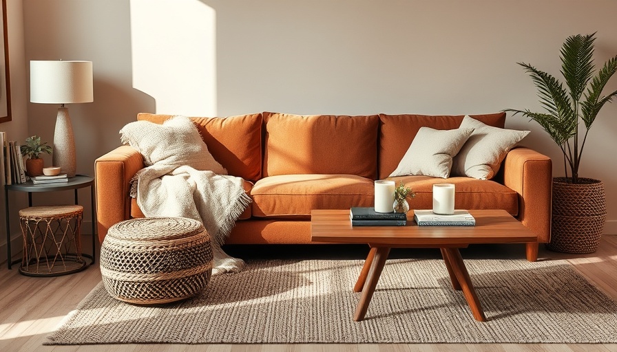 Cozy modern living room setup showcasing Labor Day home sales.