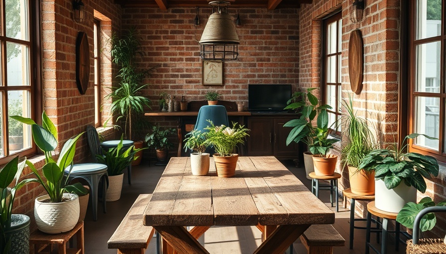 Rustic interior highlights subscriber perks, wooden table and plants.
