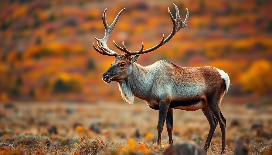 Majestic caribou in colorful tundra landscape