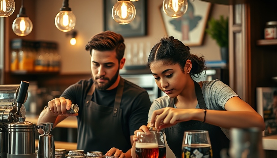 Focused restaurant workers preparing drinks in Memphis support.