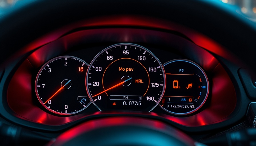 Car dashboard showing digital display and warning lights for understanding car beeping sounds.