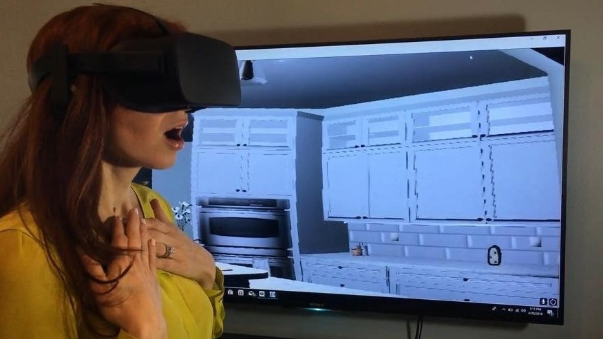 Customer seeing kitchen 3D design software