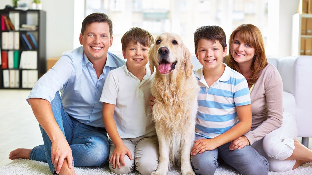 family with dog