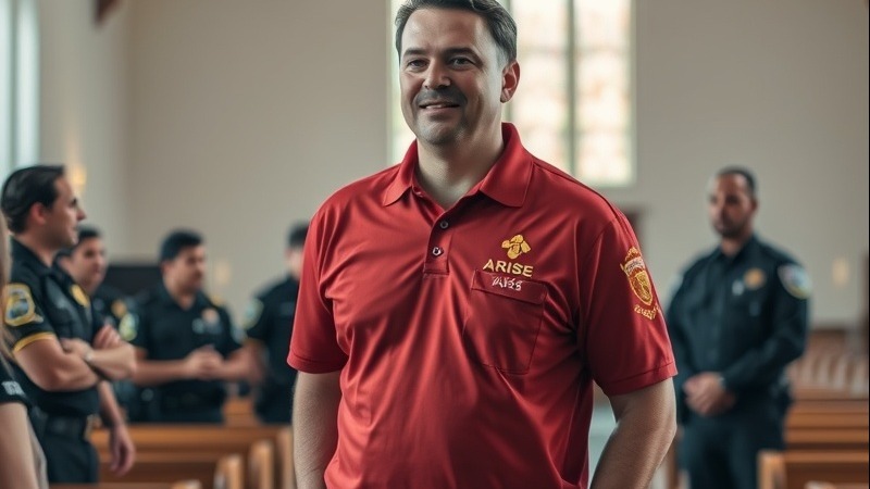 ARISE scenario training expert teaching church security in a vivid cathedral.
