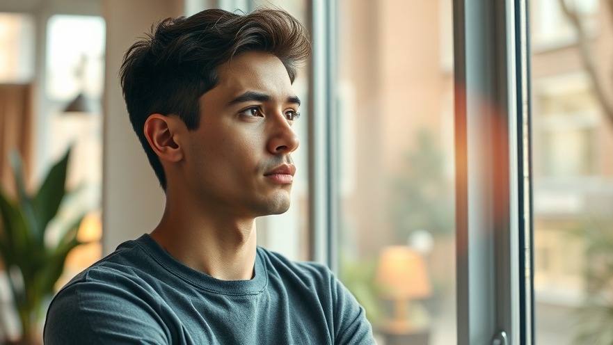Thoughtful young man in a modern room, embodying entrepreneurship support and small business incubator.