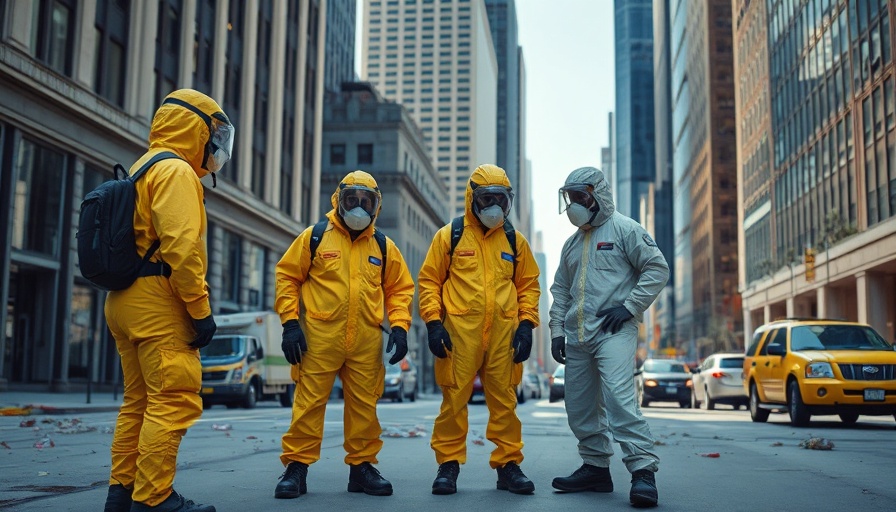 Hazmat team in protective gear downtown Houston.