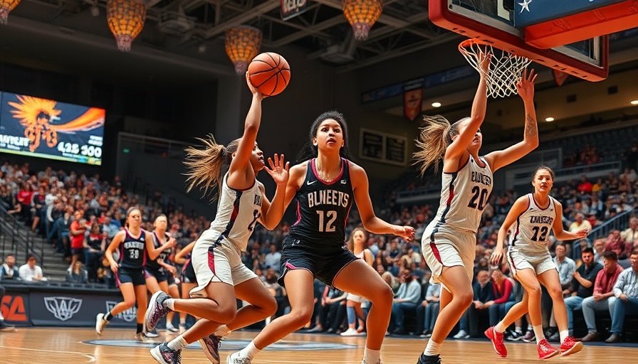 Women's NCAA Tournament intense basketball action with players in motion