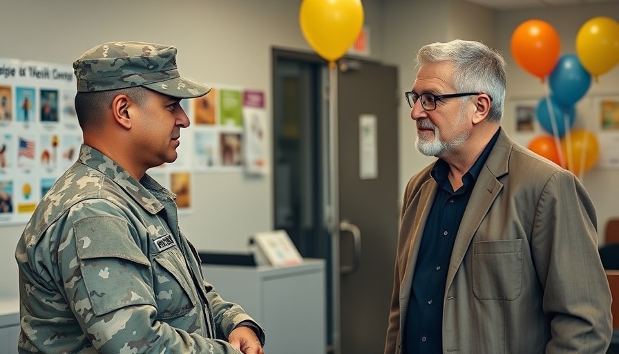Military personnel discussing higher education opportunities at Fort Bliss education center.