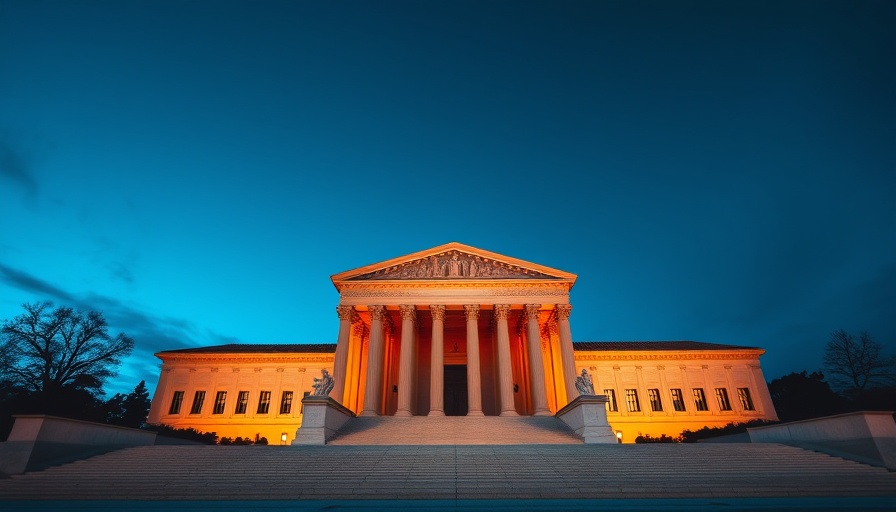 Supreme Court Building at dusk illustrating constitutional crisis themes.