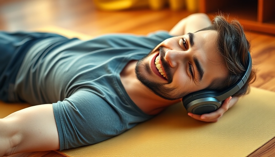 Relaxed man listening to music to boost energy before work