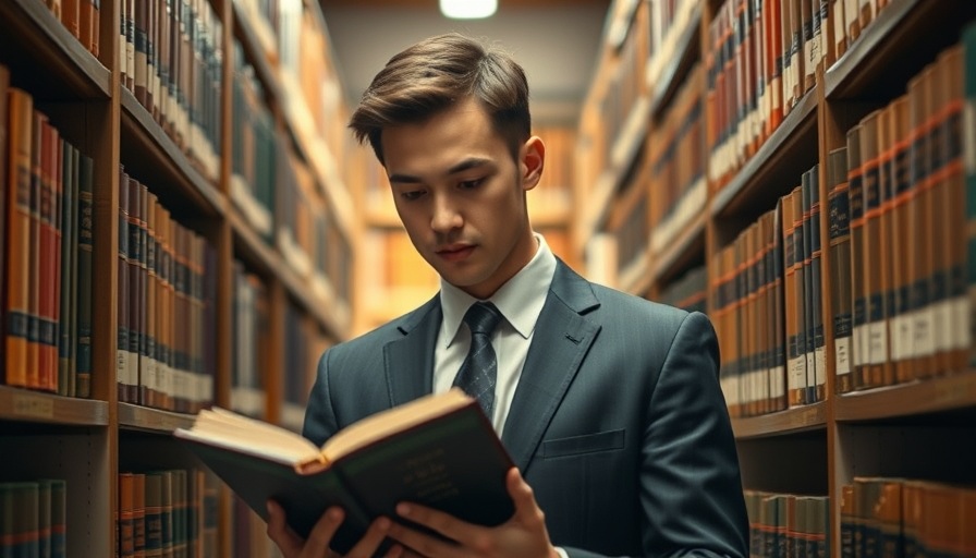 Young man in law library at St. Mary's School of Law Business Law Center.